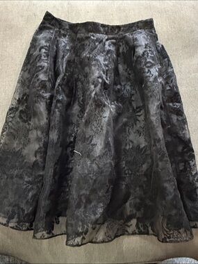 Esley Black Floral Burnout Midi Skirt